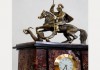 Фото Часы настольные из уральской яшмы Георгий Победоносец